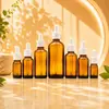 Fabricante de origem fornece em estoque frascos de óleo essencial âmbar de 5-100ml, frascos conta-gotas marrons e frascos de óleo essencial âmbar à prova de luz.