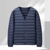 Jaqueta leve masculina de inverno com decote em V de dois desgastes Jaqueta masculina de inverno