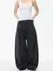 Cintura Ajustable Pierna Ancha Plisado Pana Ropa de Trabajo Pantalones de Pierna Ancha Mujer Retro Americano Color Café Adelgazantes Casuales Pantalones Largos Modernos