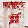 Set de Decoración de Puerta de Boda con Pegatinas de Carácter Doble Felicidad para el Dormitorio de los Novios, Decoración Superior de Puerta, Colección de Suministros para Boda de Casa Nueva