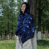 Lenço Azul de Corante de Yunnan Estilo Étnico Feminino Tie-Dye Retrô Grande Xale Franja Longa Xizang Azul Artístico Retrô Lenço Batik