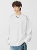 Camiseta de Manga Larga de Color Sólido con Diseño de Marca de Moda, Camisa Básica Suelta Estilo Americano Unisex para Pareja, Top de Cuello Redondo para Hombre