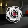 Broche de Camelia de Nácar Natural Lujoso y de Alta Gama, Accesorio de Ropa Rojo de Alta Gama, Accesorio de Broche Hueco Rojo