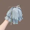 Grampo de Cabelo para Topo da Cabeça com Laço de Fita Azul Dongdaemun da Coreia do Sul com Pérolas para Mulheres