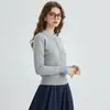Cárdigan de punto con volantes transfronterizo para mujer, estilo francés, camiseta básica de manga larga, diseño de primavera y otoño, top adelgazante