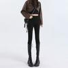 Pantalones vaqueros ajustados con forro polar azul vintage para mujer, otoño e invierno 2024, cintura alta, ajustados, estilo lápiz americano.