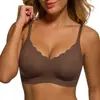 Sujetador inalámbrico de gel de Amazon para mujer, escote en V profundo, sin costuras, suave y cómodo, con tirantes ajustables, soporta y minimiza los bustos grandes
