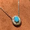 Collar Exquisito de Pino Azul Cepillado Igual que en Xiaohongshu, Versátil Elegante, Diseño Simple, Cadena para Clavícula de Gama Alta de Nicho