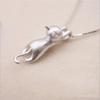 Conjunto de colar de prata esterlina com gato fofo jateado, corrente, joias de prata explosivas da moda coreana
