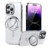 Suporte para Celular iPhone 15 Pro Personalizado Transparente Fosco Giratório Anti-Queda Capa Protetora Magnética para iPhone 16