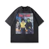 Camiseta Retrô Americana de Manga Curta 2023 Masculina Solta