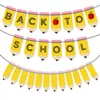 Decoración de fiesta temática de temporada escolar transfronteriza regreso a clases manzana lápiz bandera personalización al por mayor