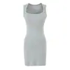 Vestido Cuadrado Ajustado sin Mangas Estilo Chica Picante para Mujer Otoño Capa Base Adelgazante Bodycon Temperamento Pura Deseo Falda Corta Ajustada a la Cadera