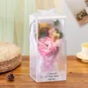 Presente Criativo de Aniversário para o Dia das Mães: Caixa de Presente com Flores de Lã de Girassol e Rosa Tricotadas para Mãe e Amigas