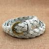 Cinturón de Cuero Trenzado de Cuatro Hilos con Puntada Decorativa Fina, Cinturón Trenzado de Cuero Genuino con Hebilla de Pin, Disponible para Dropshipping