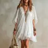 Conjunto de Vestido de Chifón de 2 Piezas con Cuello en V para Mujer, Nuevo para Verano 2026 Europeo y Americano, para Vacaciones en la Playa, Vestido de Playa Holgado para Cubrir