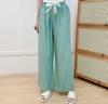 Pantalones de Pijama de Lino de Algodón para Mujer Verano Color Sólido Caramelo Pantalones de Pierna Ancha Delgados Antimosquitos Pantalones para Casa Talla Extra Sueltos para Exterior