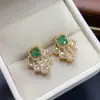 Pendientes Transfronterizos de Esmeralda Natural para Amazon Plata S925 Piedra Principal 4*5 Joyería de Lujo Venta Directa de Fábrica