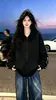 Chamarra sudadera con capucha y cierre de diseño moderno y único estilo americano para mujer, popular en otoño e invierno, top casual y versátil