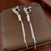 Pendientes de Clip con Borlas Cuadradas de Circonita Europeos y Americanos Transfronterizos, Pendientes Elegantes y Versátiles Estilo Ins, Pendientes de Lujo Ligero de Gama Alta al por Mayor