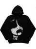Sudadera informal holgada con capucha y estampado de suspenso hip-hop oscuro transfronterizo europeo y americano para hombres y mujeres