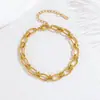 Joias de Aço Titânio Não Desbotantes Dongguan Corrente Lisa Simples Cruzada Conjunto de Pulseira e Colar de Aço Inoxidável com Revestimento a Vácuo para Mulheres