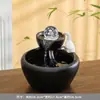 Ornamento de aquário de cerâmica com água corrente, água corrente traz riqueza, fonte de circulação automática, umidificador de mesa de escritório, gato pastoral