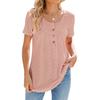 Amazon Independent Station - Camiseta de manga corta holgada con cuello redondo y botones de color liso para comercio exterior transfronterizo europeo y americano de verano 2024
