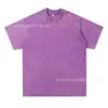 Camiseta de Verano Nueva de Algodón Puro de Color Sólido con Mangas Cortas, Estilo Retro Americano Desgastado Lavado, Top Fresco con Estilo