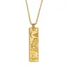 Collar Colgante Cuadrado con Incrustaciones de Diamantes del Zodiaco Doce Constelaciones Estilo Vintage Popular Europeo y Americano para Mujer, Joyería de Acero de Titanio Dorado de 18 Quilates