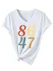 Amazon eBay sitio independiente moda casual versátil mujer 8647 digital cuello V manga corta camiseta en stock