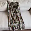Calças de Seda Wide-Leg Casuais de Perna Reta Cintura Elástica Calças Curtas Calças Estampadas Femininas Atacado H16EK2601