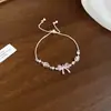 Pulseira Borboleta Estrela Rosa Fluida com Laço Cravejado de Diamantes Estilo Minimalista Moderno Joia de Design de Nicho de Luxo para Mulheres