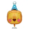 Globo de película de aluminio con forma de tigre, koala y león para niños, diseño de cabeza de animal grande, decoración para fiesta de cumpleaños