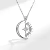Colar de Prata de Lei S925 Coração do Sol e da Lua Feminino Venda Quente Transfronteiriça Luxo Leve Pingente Rotativo Corrente de Clavícula de Luxo Leve High-end