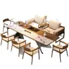 Despejar sala de estar mesa de té grande y larga con sofá estilo chino nuevo madera maciza lujo ligero estilo nuevo de alta gama mesa de té de losa de roca preparar té jefe