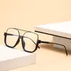 Gafas de sol retro de doble puente europeas y americanas con montura grande, Gafas de moda de alta gama para hombre con montura seminegra y lentes tintadas marrones, Artículo de venta caliente transfronterizo