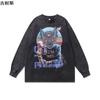 Camiseta estampada de manga comprida para atacado transfronteiriço para mulheres estilo Harajuku japonês ins solta lavada desgastada roupas de casal