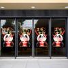 Panda Celebra el Festival de Mediados de Otoño Pegatinas Electrostáticas para Puertas de Vidrio Decoraciones de Ventana con Corazones de Papel Recortado para Tiendas de Centros Comerciales