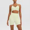 Ropa Nueva de Yoga Sexy Amigable con la Piel Espalda Descubierta Espalda Hermosa Sujetador Deportivo para Correr Shorts de Yoga de Cintura Alta Conjunto de Fitness para Mujer