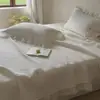 Conjunto de 60 peças para cama estilo coreano, lavado à areia, 100% algodão, três peças, colcha bordada com renda, fronha, estilo princesa, lençol de cama acolchoado 100% algodão