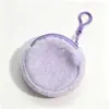 Monedero de Felpa de Color Sólido Macaron, Mini Bolsita Redonda con Cremallera, Llavero, Bolsa para Guardar Auriculares, Regalo