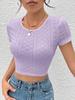Amazon Aliexpress Comercio Exterior Ropa de Mujer 2026 Otoño e Invierno Nuevo Color Sólido Calado Sexy Chica Caliente Top Corto Top de Punto