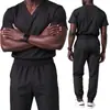 Amazon Transfronterizo Ropa para Lavar a Mano Más Vendida Conjunto Corto de Manga Corta con Aberturas Ropa para Hospital, Doctor, Enfermera Elástica de Secado Rápido Ropa de Trabajo