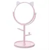 Espejo de tocador con orejas de gato HD de escritorio giratorio espejo de maquillaje tocador para niñas espejo de belleza creativo simple de princesa