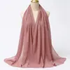 Bufanda larga de color liso transfronteriza, pañuelo para la cabeza de estilo étnico malasio para mujer, chal, bufanda versátil de gasa con perlas