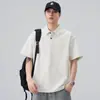 Roupas Masculinas Xintang 2026 Verão Nova Camisa Polo Masculina de Manga Curta com Gola Reversível e Textura Jacquard, Estilo Casual