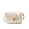 Bolso Bolso de Mujer Nuevo Primavera y Verano Cuero Vacuno Hombro Bolso Tofu Hebilla de Bloqueo de Alta Gama Cruzado Cuero Axilar Bolso Cuadrado Pequeño