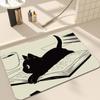 Tapete de Chão Absorbente de Secagem Rápida para Banheiro Gato Preto Desenho Animado Lama Diatomácea Vaso Sanitário Porta do Vaso Sanitário Tapete Antiderrapante para Pés Tapete de Entrada