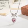 Nuevo collar de lazo de amor con circonita de diamante rosa para mujer, diseño de nicho de lujo ligero, cadena para la clavícula con circonita de diamante púrpura de alta gama